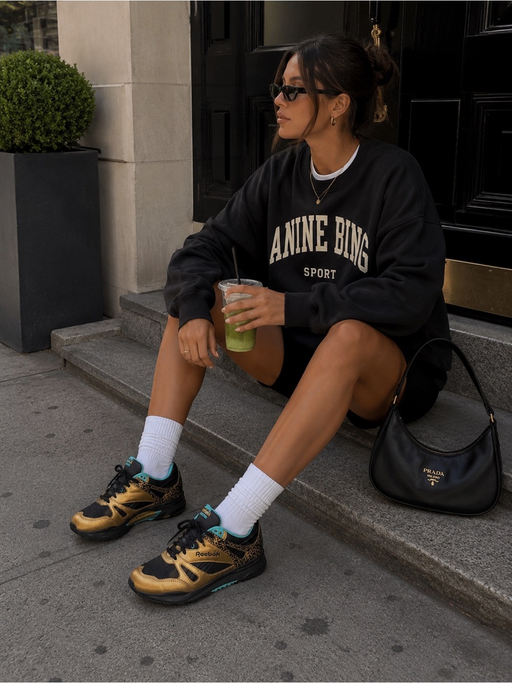 Reebok Gold and Black Sneakers, size 6